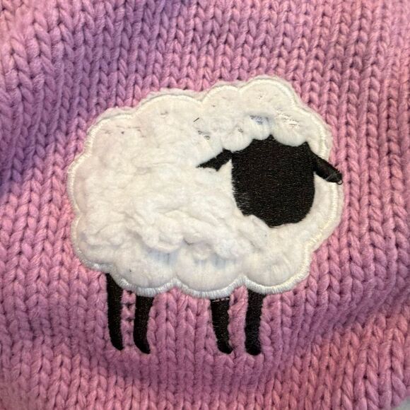 Forever 21 Sheep Drop-Sleeve Sweater Lilac Purple Chunky Knit M - Picture 4 of 5